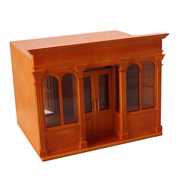 Miniatuur houten poppenhuis op schaal 1:12, bruine handgemaakte decoratie