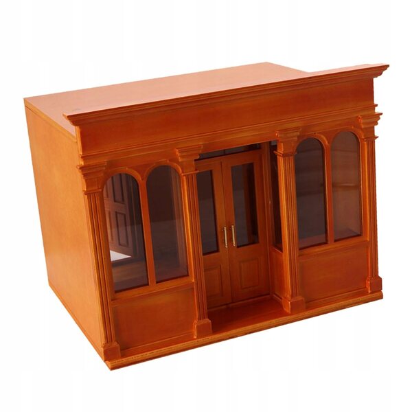 Miniatuur houten poppenhuis op schaal 1:12, bruine handgemaakte decoratie