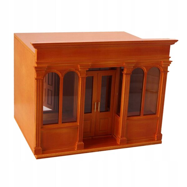 Miniatuur houten poppenhuis op schaal 1:12, bruine handgemaakte decoratie
