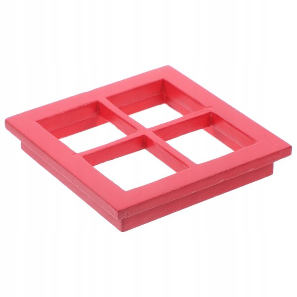 Finestra in Legno Rossa per Casetta delle Bambole, Decorazione Miniatura