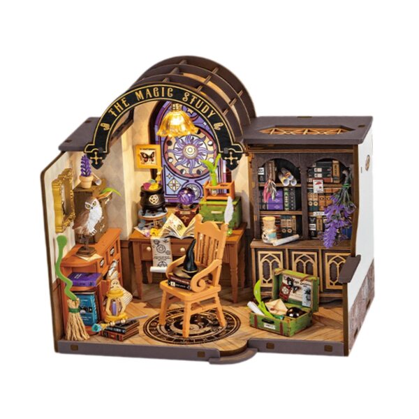 DIY-Puppenhaus-Miniatur-Set mit Lichtern und Buch für den kreativen Zusammenbau