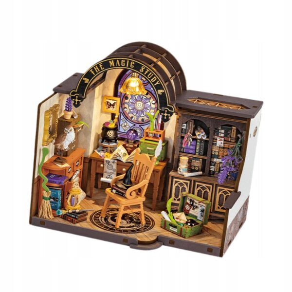 DIY-Puppenhaus-Miniatur-Set mit Lichtern und Buch für den kreativen Zusammenbau