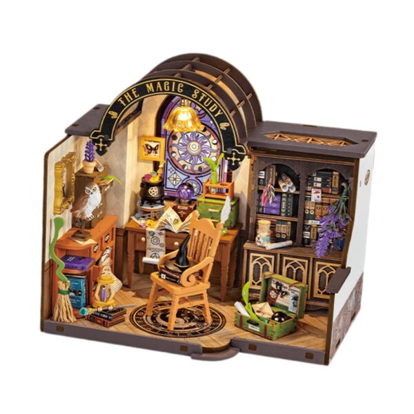 DIY-Puppenhaus-Miniatur-Set mit Lichtern und Buch für den kreativen Zusammenbau