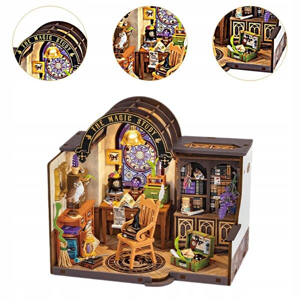 DIY-Puppenhaus-Miniatur-Set mit Lichtern und Buch für den kreativen Zusammenbau