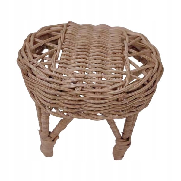 Miniatura Sedia in Rattan per Casa delle Bambole 1:12 Decorazione Artigianale 7x9 cm
