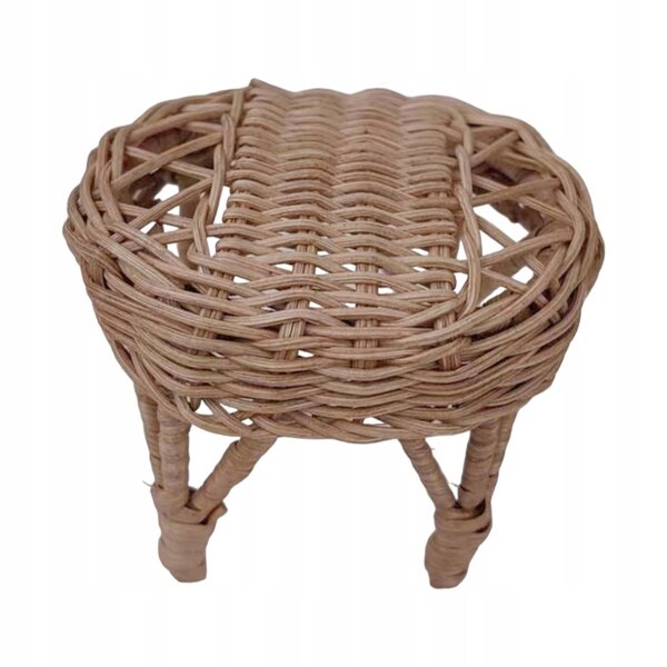 Miniatura Sedia in Rattan per Casa delle Bambole 1:12 Decorazione Artigianale 7x9 cm