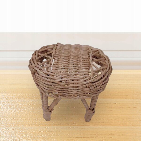 Miniatura Sedia in Rattan per Casa delle Bambole 1:12 Decorazione Artigianale 7x9 cm