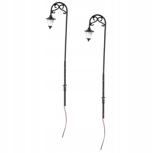 Mini Lampade Luminose da Giardino 2 pezzi – Modellini in Acciaio Nero per Micro Paesaggi