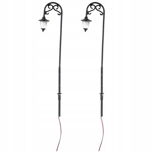 Mini Lampade Luminose da Giardino 2 pezzi – Modellini in Acciaio Nero per Micro Paesaggi