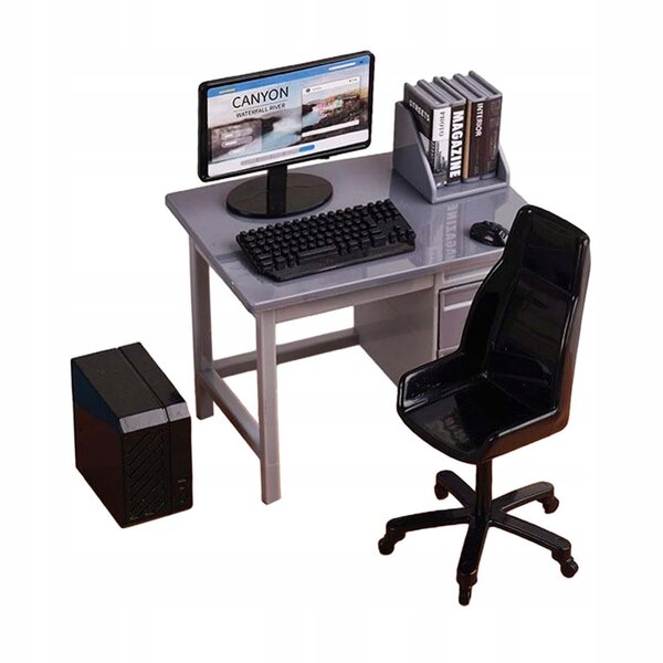 1:12 Miniatur-Set Schreibtischstühle mit Tastatur für Dioramen und Szenarien