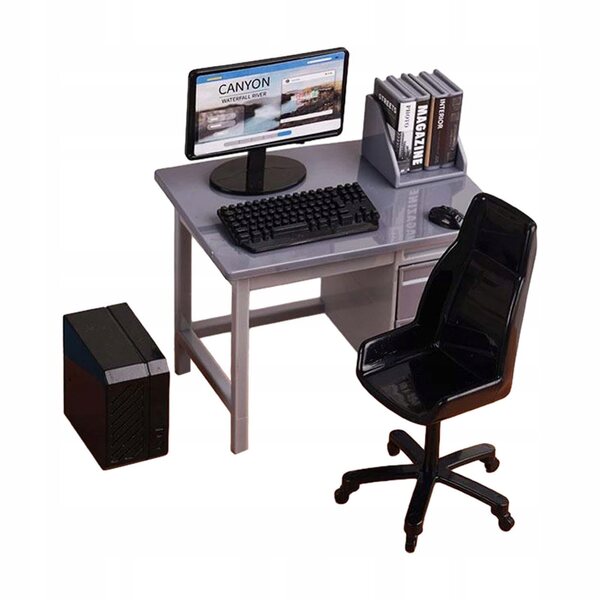 1:12 Miniatur-Set Schreibtischstühle mit Tastatur für Dioramen und Szenarien