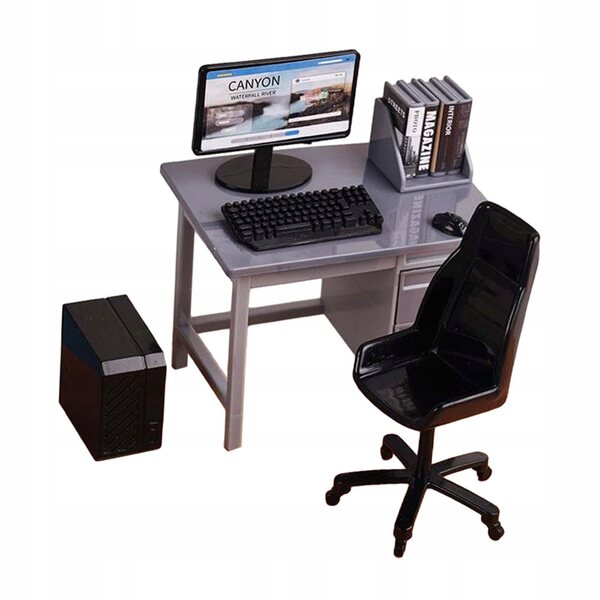 1:12 Miniatur-Set Schreibtischstühle mit Tastatur für Dioramen und Szenarien