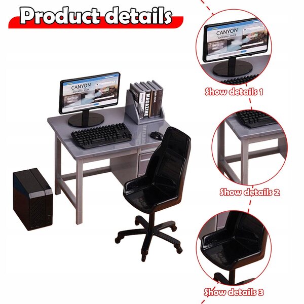 1:12 Miniatur-Set Schreibtischstühle mit Tastatur für Dioramen und Szenarien