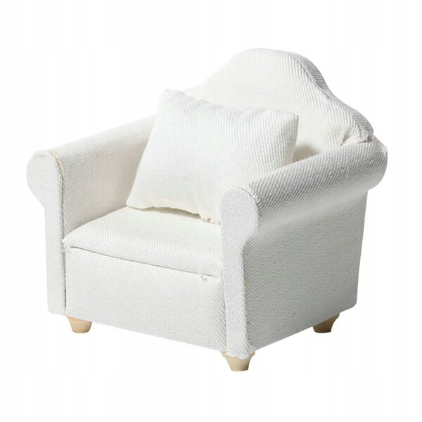 Mini-Deko-Sofa aus Holz und Stoff für Puppenhaus, Weiß