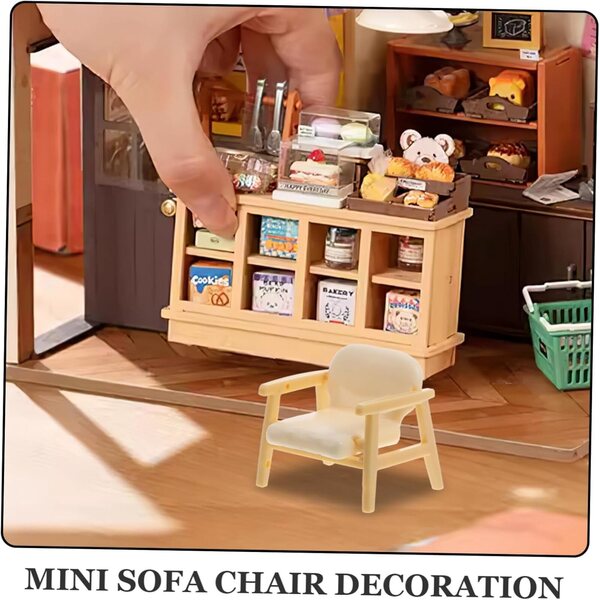 Beiger Miniatur-Sessel 3,6 cm für Puppenhaus – 2er-Set Warmhm