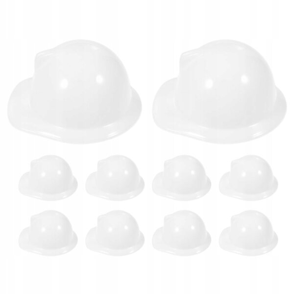 Mini Casco Protettivo Bianco in Plastica per Bambole e Decorazioni - 10 Pezzi