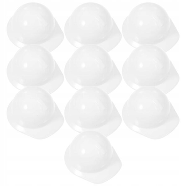 Mini Casco Protettivo Bianco in Plastica per Bambole e Decorazioni - 10 Pezzi