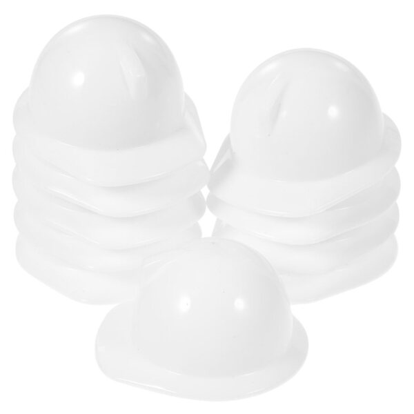 Mini Casco Protettivo Bianco in Plastica per Bambole e Decorazioni - 10 Pezzi