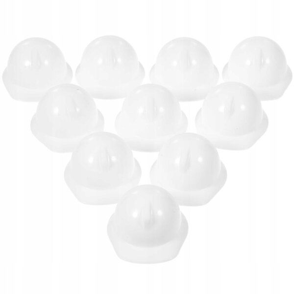 Mini Casco Protettivo Bianco in Plastica per Bambole e Decorazioni - 10 Pezzi
