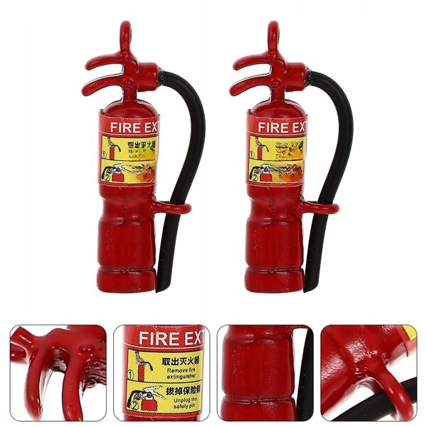 Metallische Miniatur eines dekorativen Feuerlöschers für den Heim- und Modellbau, 2 Stück