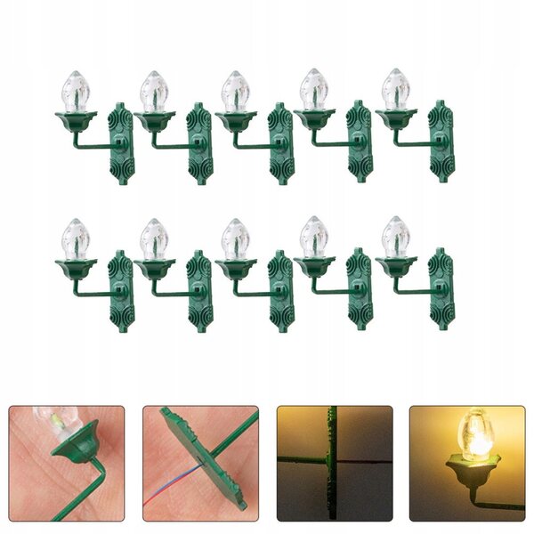 10 grüne Mini-LED-Wandlampen für DIY-Mikrolandschaftsdekorationen