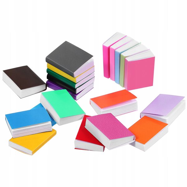 20 Mini-Dekorationsbücher für Puppenhäuser aus farbigem Papier 2x1,6 cm