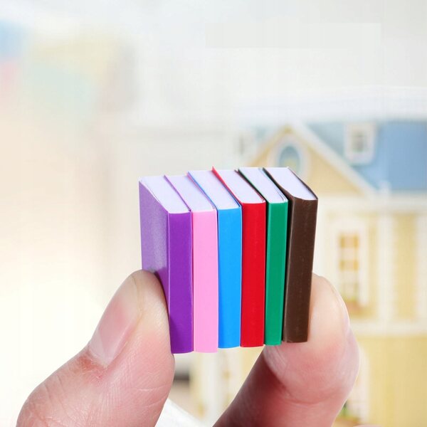 20 Mini-Dekorationsbücher für Puppenhäuser aus farbigem Papier 2x1,6 cm