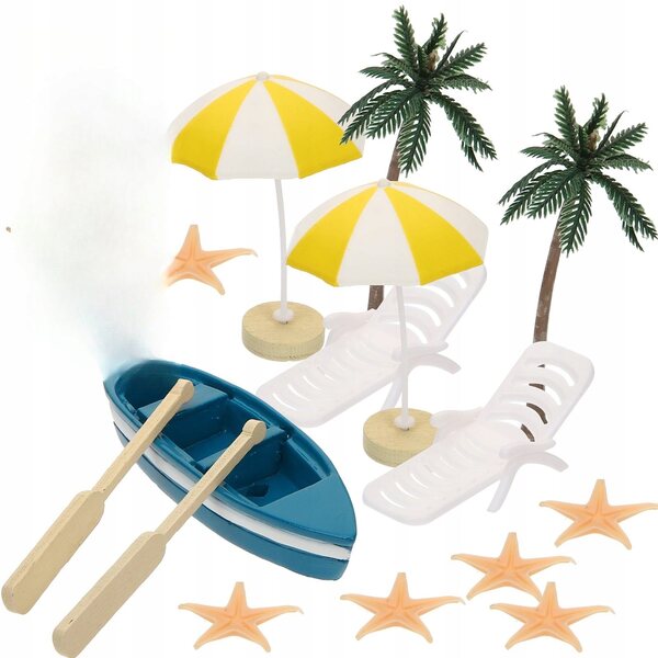 Dekorative Miniatur-Strandaccessoires mit Stühlen und Sonnenschirmen für Kinder