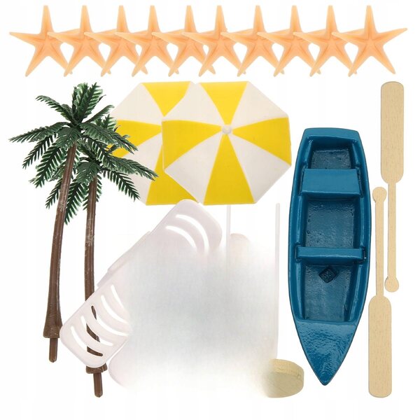 Dekorative Miniatur-Strandaccessoires mit Stühlen und Sonnenschirmen für Kinder