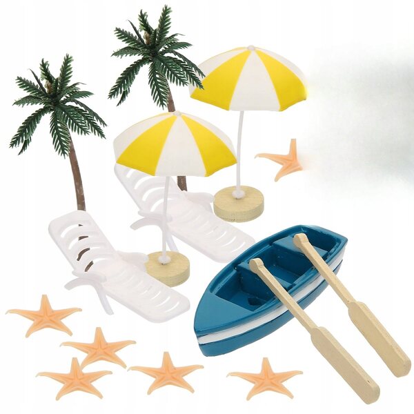 Dekorative Miniatur-Strandaccessoires mit Stühlen und Sonnenschirmen für Kinder