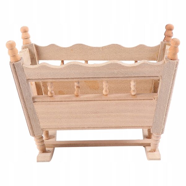 Mini culla in legno naturale per casa delle bambole, decorazione e gioco