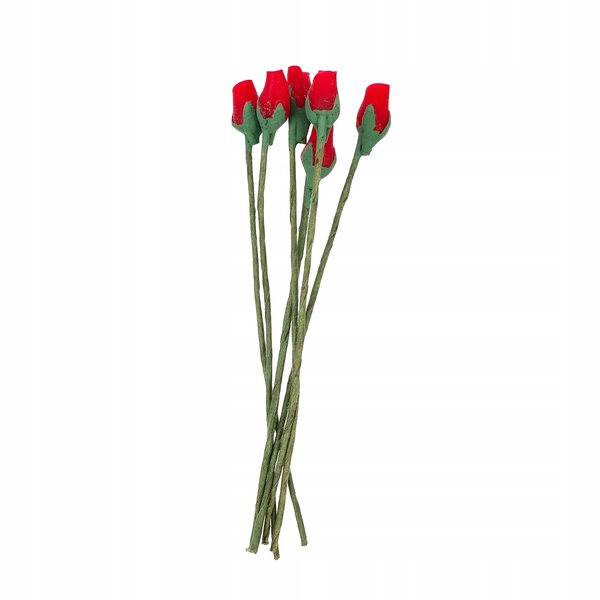 Miniature boccioli di rosa rossa per decorazioni case delle bambole, 6 pezzi