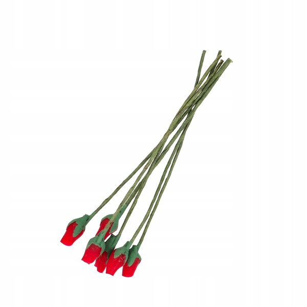 Miniature boccioli di rosa rossa per decorazioni case delle bambole, 6 pezzi