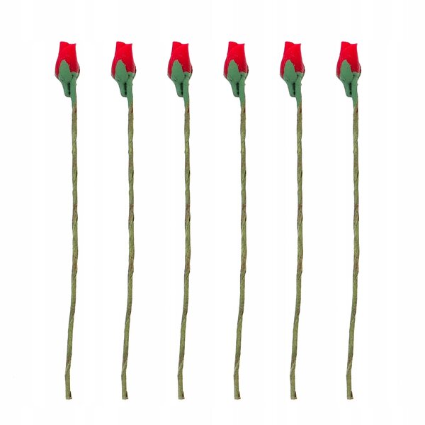 Miniature boccioli di rosa rossa per decorazioni case delle bambole, 6 pezzi