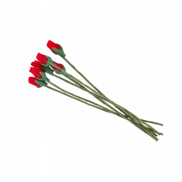 Miniature boccioli di rosa rossa per decorazioni case delle bambole, 6 pezzi