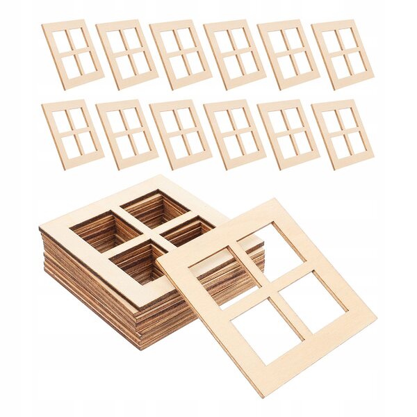 30 Miniatur-Holzfenster mit vier ecrufarbenen Gläsern für Puppenhäuser
