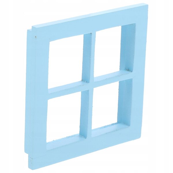 Mini finestra in legno per casa delle bambole colore azzurro 7x7 cm