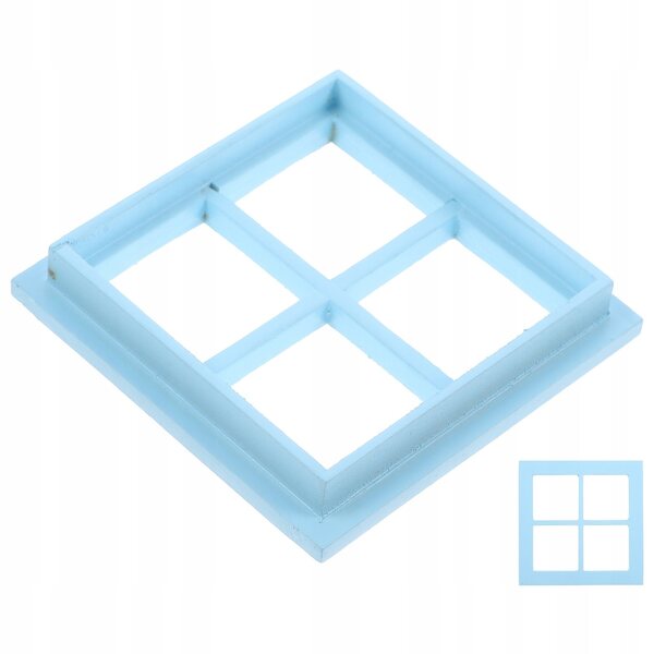 Mini finestra in legno per casa delle bambole colore azzurro 7x7 cm