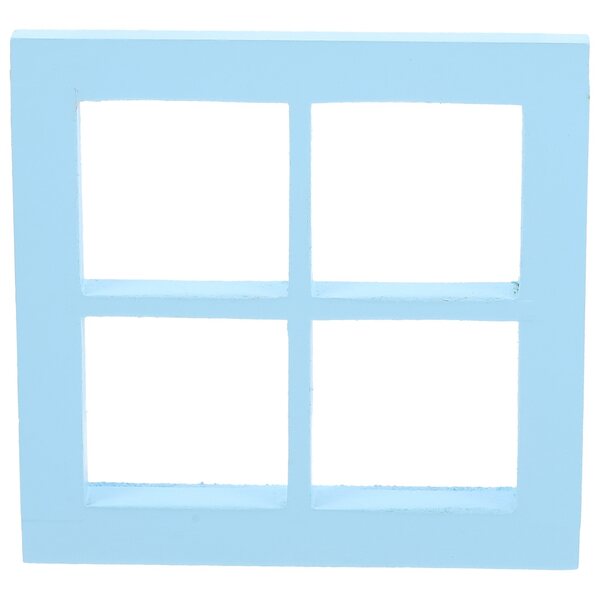 Mini finestra in legno per casa delle bambole colore azzurro 7x7 cm