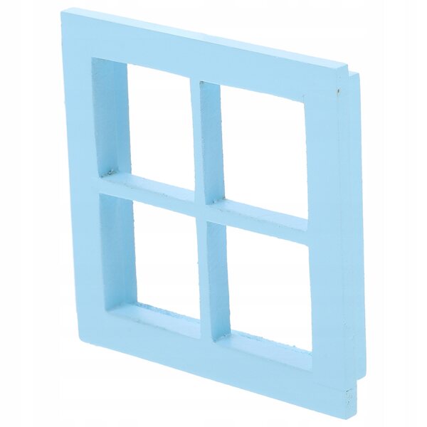 Mini finestra in legno per casa delle bambole colore azzurro 7x7 cm