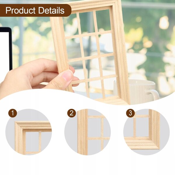 Okno domku dla lalek w skali 1/12 Miniaturowe okno Craft Lifelike DIY Sypialnia