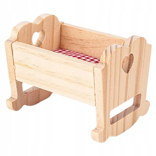 Buntes Mini-Holzbett für Puppenhaus, realistisches und kompaktes Accessoire