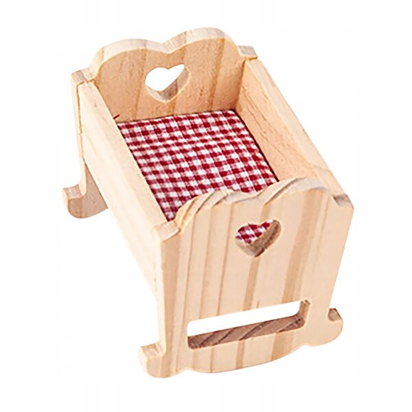 Buntes Mini-Holzbett für Puppenhaus, realistisches und kompaktes Accessoire