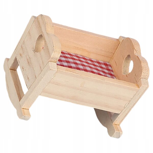 Buntes Mini-Holzbett für Puppenhaus, realistisches und kompaktes Accessoire