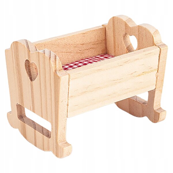 Buntes Mini-Holzbett für Puppenhaus, realistisches und kompaktes Accessoire