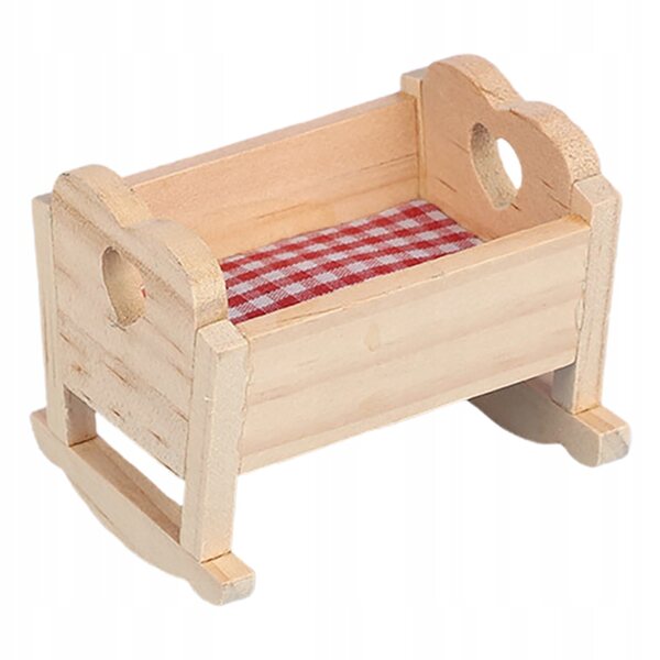 Buntes Mini-Holzbett für Puppenhaus, realistisches und kompaktes Accessoire