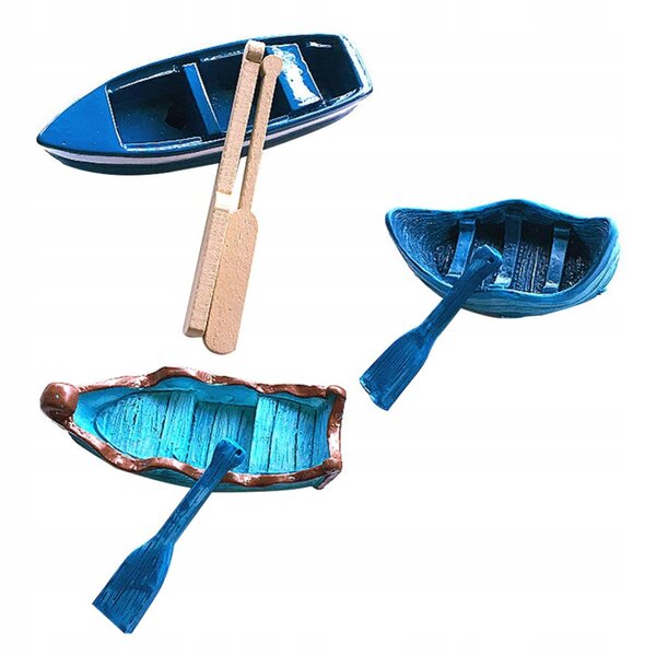 Set 3 Modelli di Barche Decorative in Resina Realistiche e Colorate