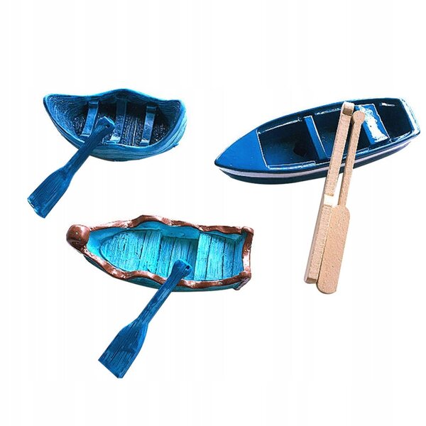 Set 3 Modelli di Barche Decorative in Resina Realistiche e Colorate