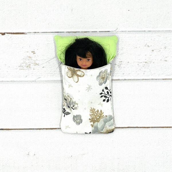 Sacchetto a sacco per bambole fino a 12 cm – cotone bianco-verde