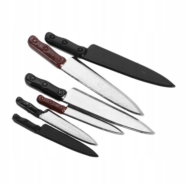 Set 6 Mini Coltelli da Cucina Realistici per Casa delle Bambole in Resina
